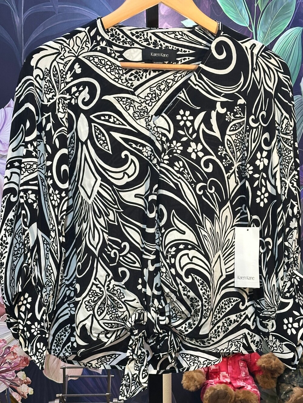 Karen Kane SP Blouson Sleeve Top NWT $148 Artsy Boho Chic Resort Statement